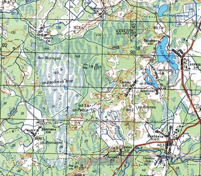 Топографическая карта Удмуртии 1 км - подробная топокарта Удмуртии скачать