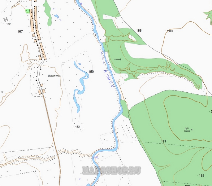 Топографическая карта Березовского района 250 м - подробная топокартаБерезовского района скачать